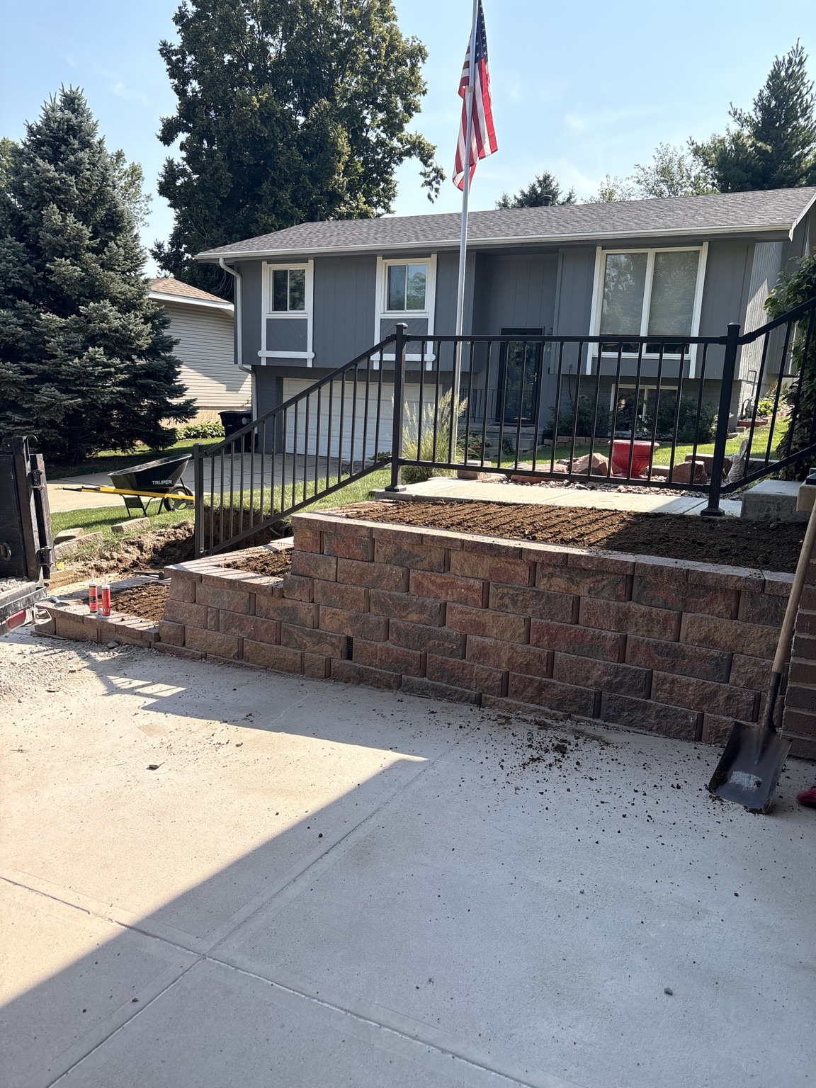 Retaining wall and stairs