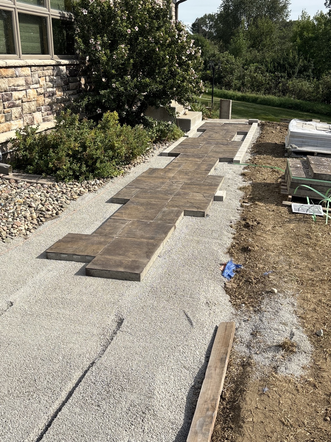 Paver layout and base preparation